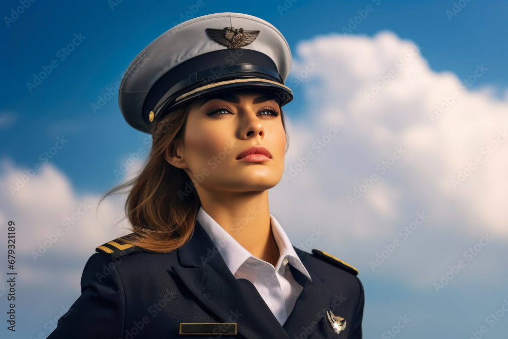 Aeroplane Officer Deep in Thought, Blue Backdrop Aeroplane Officer Deep in Thought, Blue Backdrop