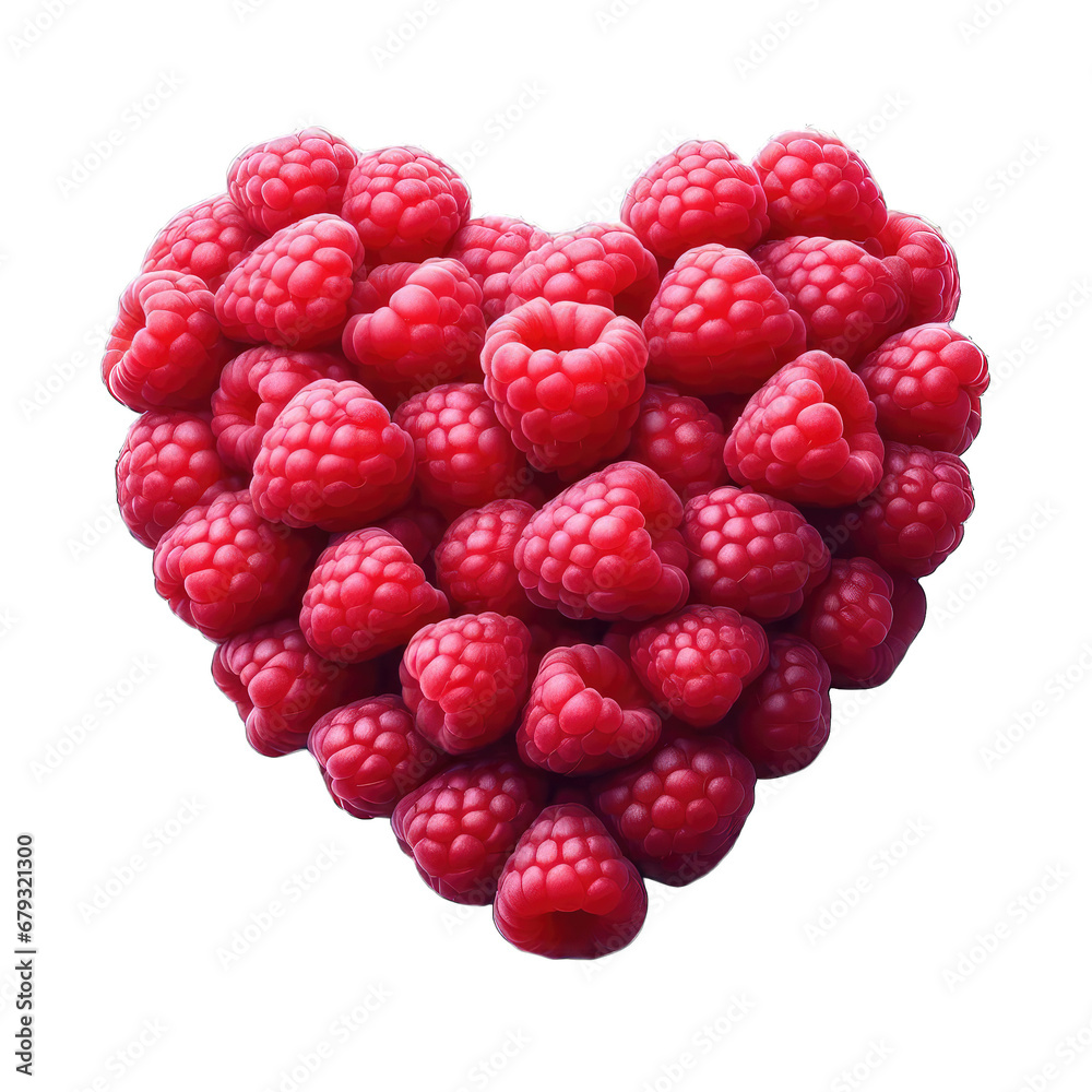 Fruitful Embrace: Raspberry Heart on Clear Backdrop, GENERATIVE AI Fruitful Embrace: Raspberry Heart on Clear Backdrop, GENERATIVE AI