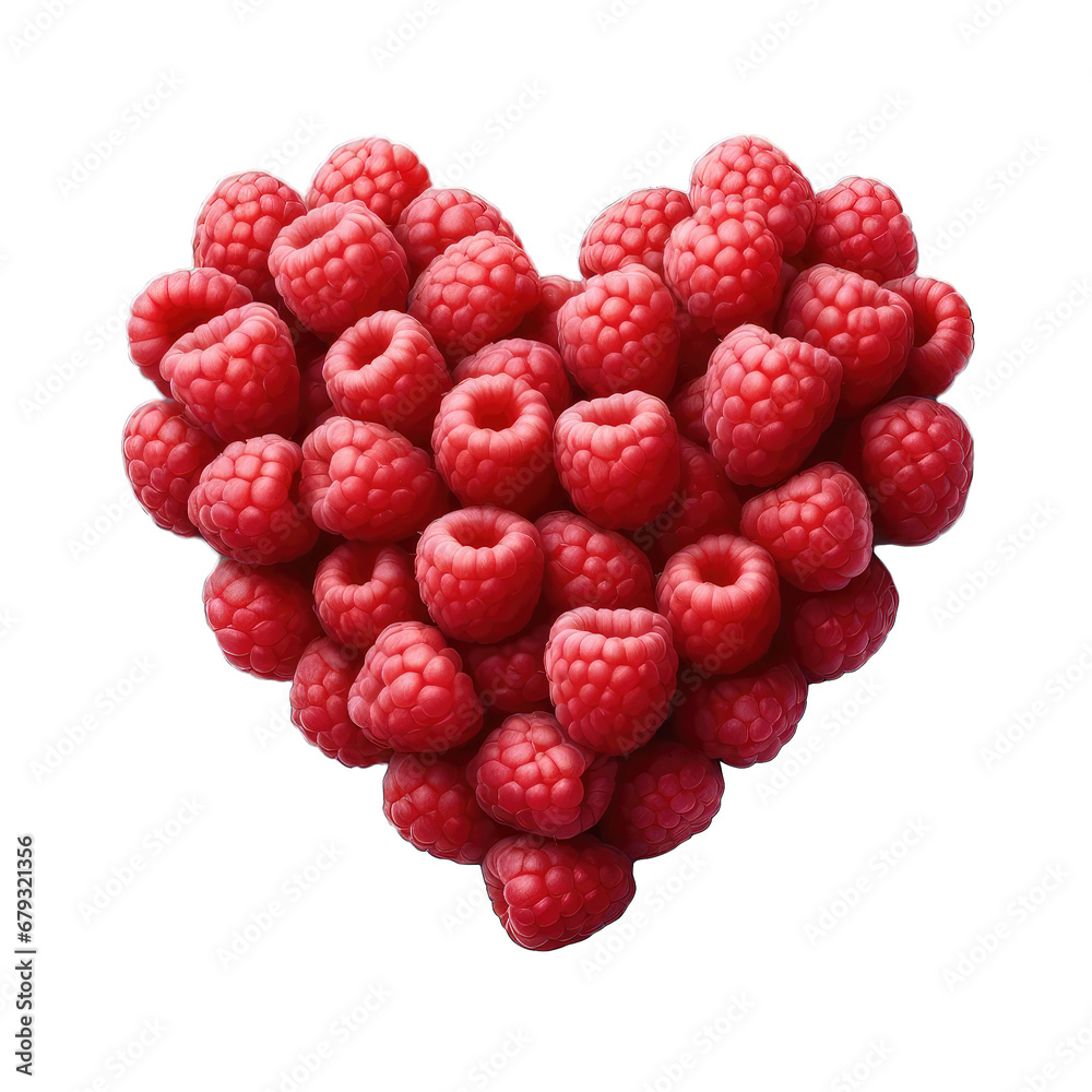 Fruitful Embrace: Raspberry Heart on Clear Backdrop, GENERATIVE AI Fruitful Embrace: Raspberry Heart on Clear Backdrop, GENERATIVE AI