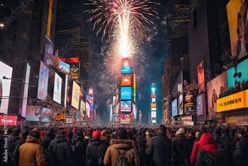 Festival Celebration at NYC of New York, Hyper active celebration of christmas, new year etc festivals with fireworks at night