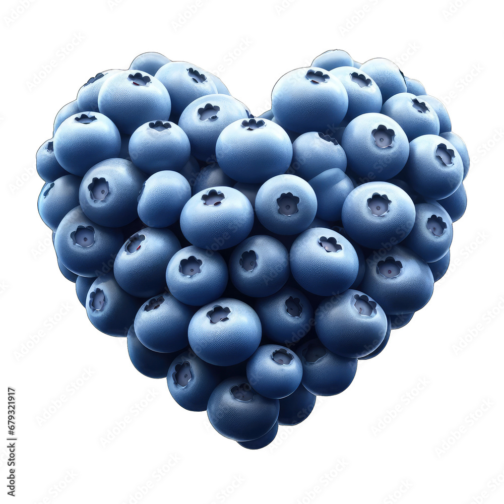 Fototapeta premium Berry Love: Blueberries in Heart Form on PNG Canvas, GENERATIVE AI