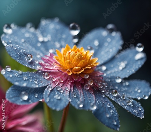 Close up of a purple chrysanthemum with water drops