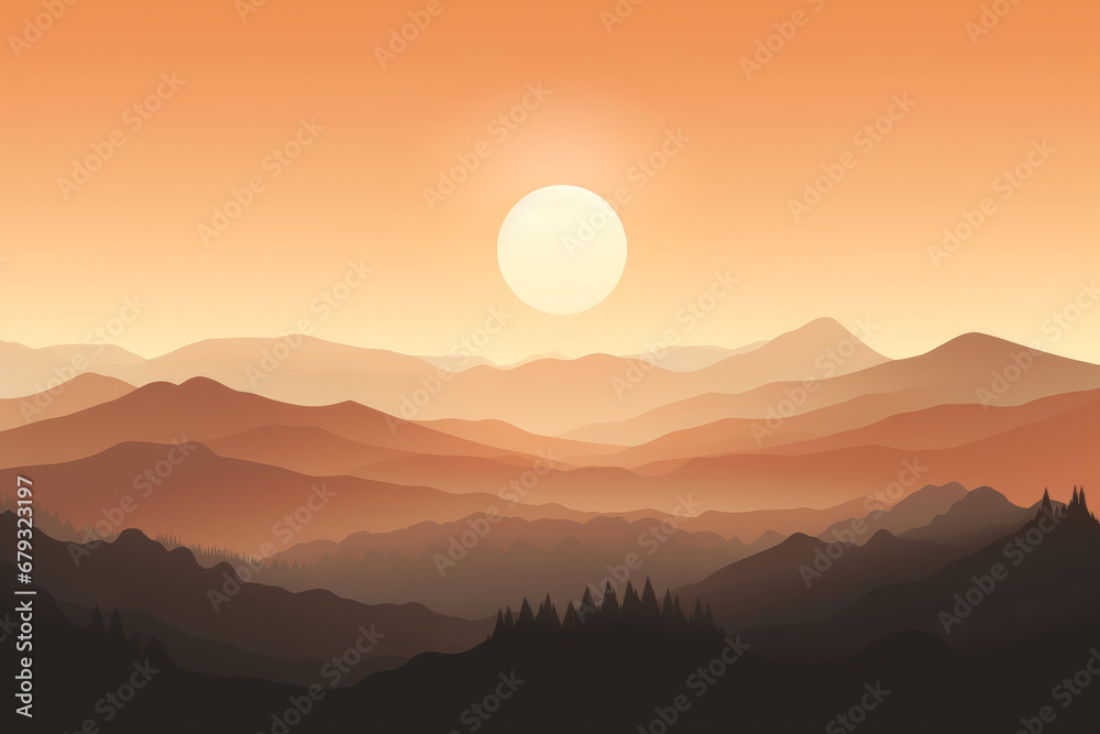 Epic Horizon: Sun Setting Behind Peaks