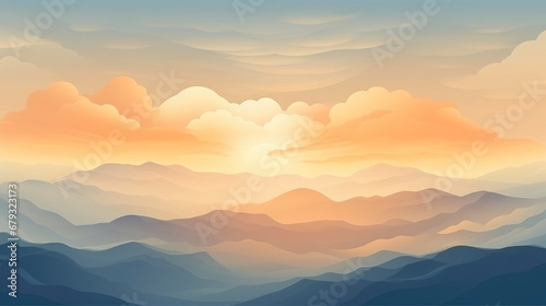 Golden Hour Majesty: Mountainous Sunset Panorama