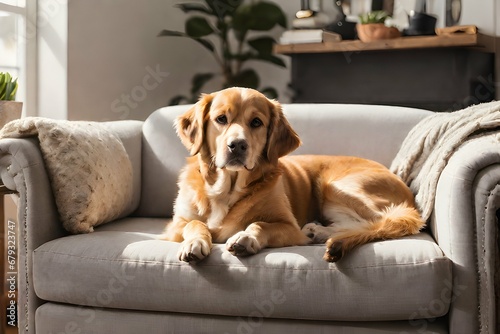 A dog sitting on a sofa © abvbakarrr
