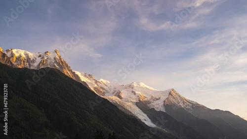 Sunset and stars time lapse over Mont Blanc, France