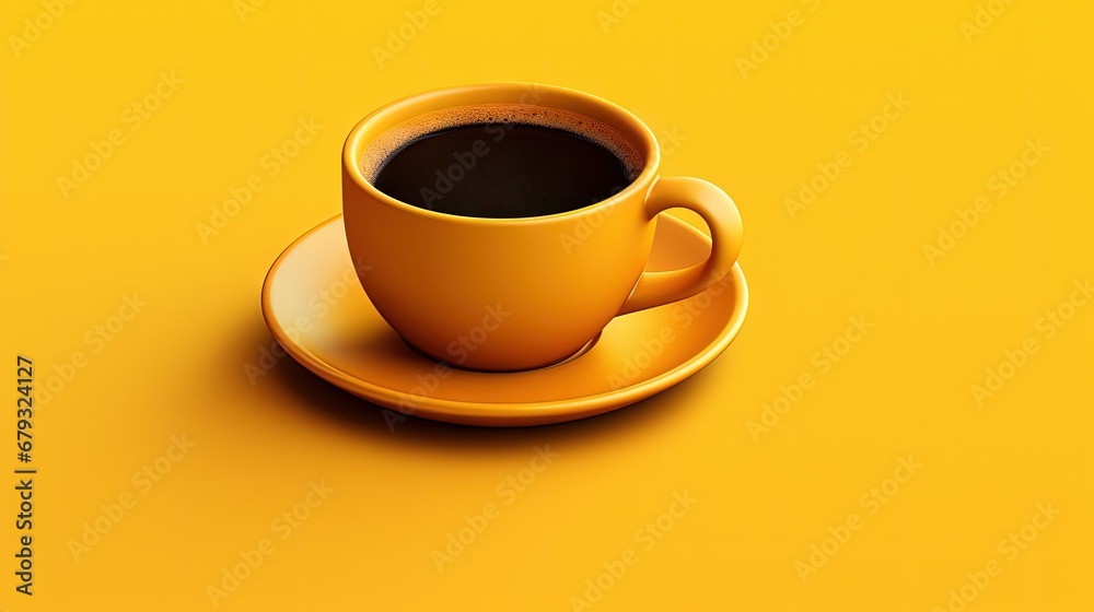 cup of espresso coffee on yellow background. Zenith cup of espresso coffee on yellow background. Zenith