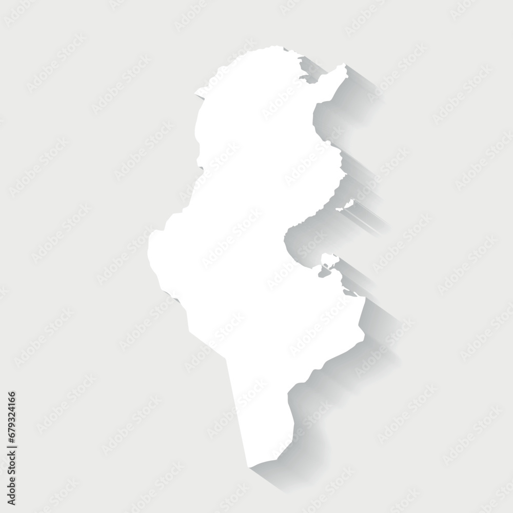 Simple white Tunusia map on gray background, vector