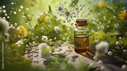 Alternative medicine herbs and homeopathic globules. Homeopathy medicine concept photo
