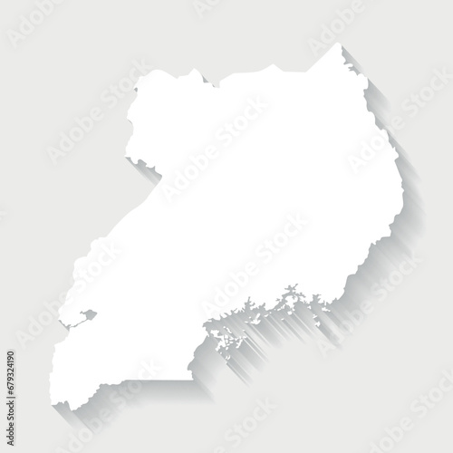 Simple white Uganda map on gray background  vector