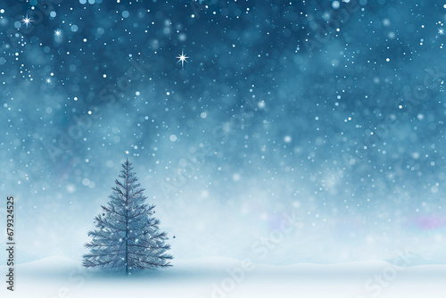 Abstrakter Weihnachtsbaum steht funkelnd im Schnee. Es funkelt und glitzert. (Generative AI) © lichtblitze