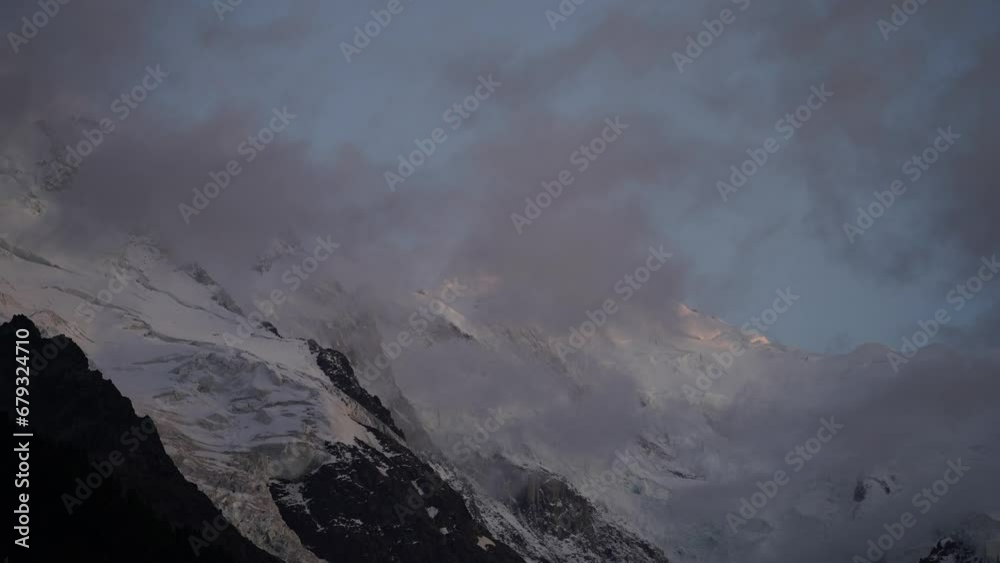 Sunset and stars time lapse over Mont Blanc, France Sunset and stars time lapse over Mont Blanc, France