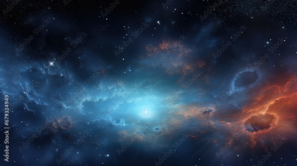 Fototapeta premium 360 degree interstellar cloud of dust and gas. Space background with nebula and stars. Glowing nebula. Environment 360° HDRI map. Equirectangular projection, spherical panorama. 3d illustration