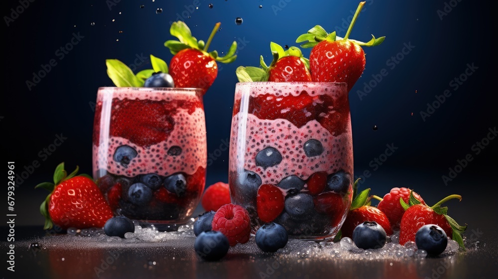 Layered berry and chia seeds smoothies Layered berry and chia seeds smoothies