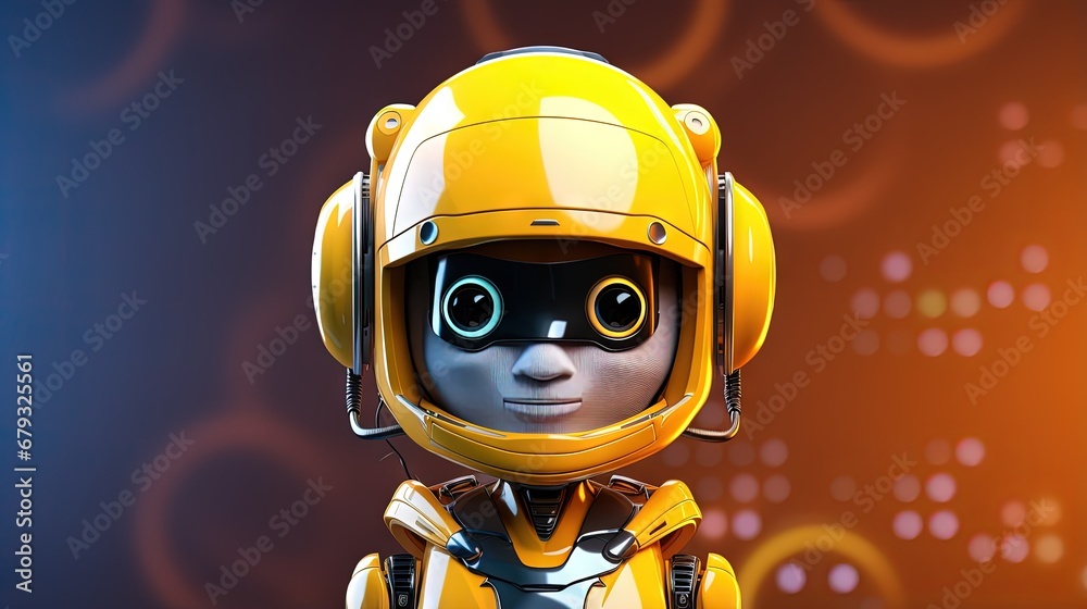 Engineer robot with 3d rendering cute and small artificial intelligence assistant robot wear yellow helmet Engineer robot with 3d rendering cute and small artificial intelligence assistant robot wear yellow helmet