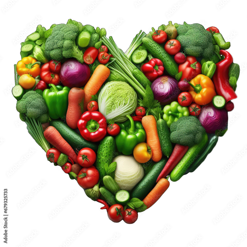 Garden of Love: Heart-Shaped Vegetable Pile on Transparent Background, GENERATIVE AI Garden of Love: Heart-Shaped Vegetable Pile on Transparent Background, GENERATIVE AI