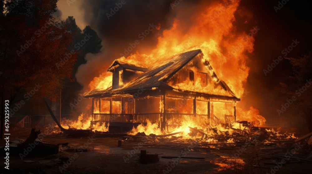 Burning house, Fire insurance Burning house, Fire insurance
