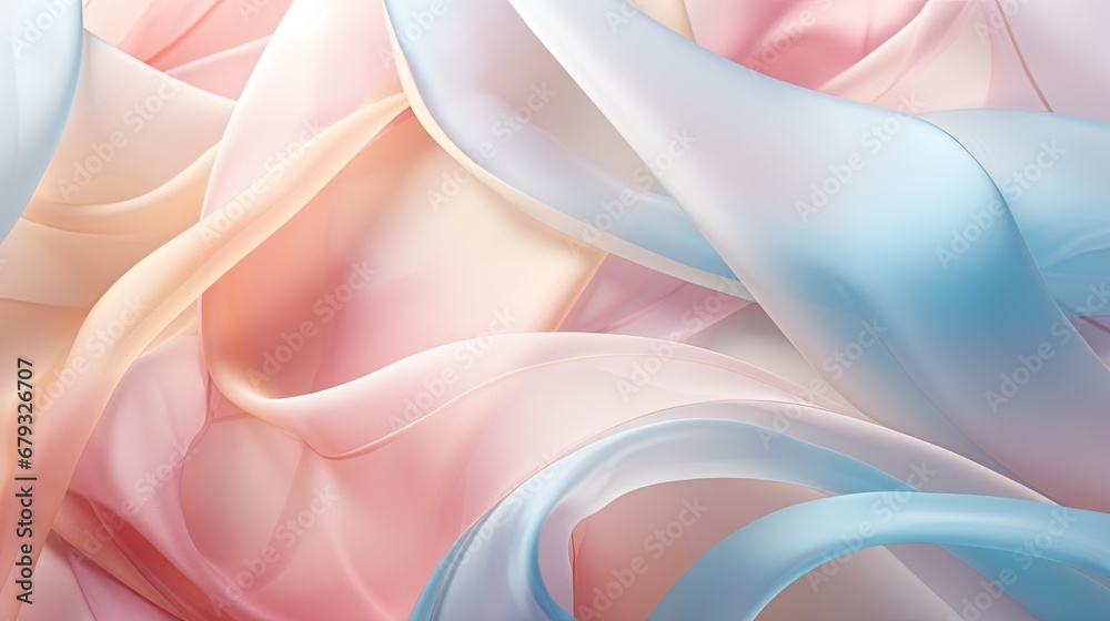 Pastel-hued silk ribbons intertwined with playful and elegant pattern.  - obrazy, fototapety, plakaty 