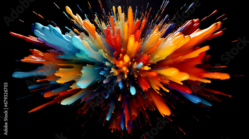 Luminous Space colorful explosion. Powder color smoke on a dark background