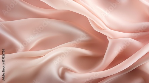 Soft blush pink silk texture gracefully arranged in waves on a flat surface. 