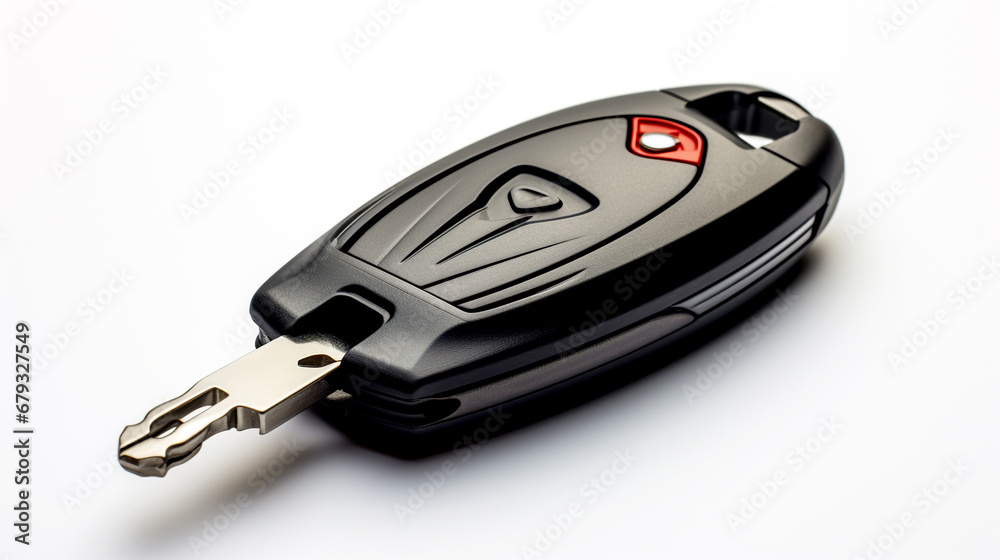 Black remote key control on a white background Black remote key control on a white background