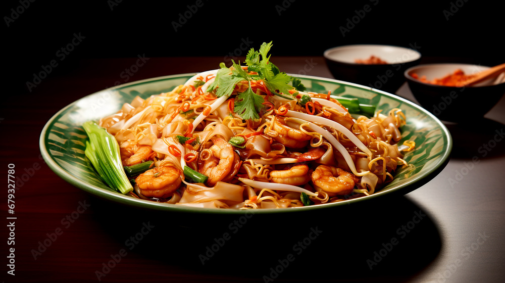 Shrimp Fried Rice plate on a dark bavkground Shrimp Fried Rice plate on a dark bavkground