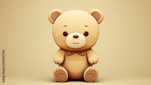 A cute teddy bear sketching on a light brown background