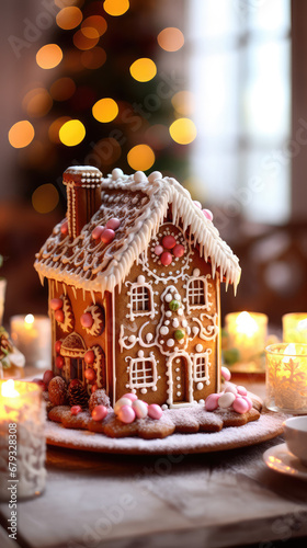 gingerbread house with christmas decorations