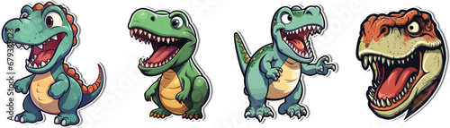 Tyrannosaurus Cute Dino - Jurassic Sticker. Meet charming characters in our T-Rex cute dino sticker. A Jurassic delight that brings personality to your creative projects. © Subir