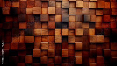 A brown wooden wallpaper with a wooden mosaic background
