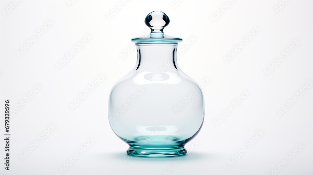 Obraz premium Vintage Large Glass Potbelly Jar and Lid on a white background