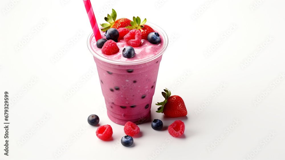 fruit smoothie and Mulberry isolated on a white background