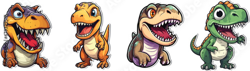 T-Rex Reptile Cartoon Sticker - Colorful Clip Art. Elevate your designs with our vector T-Rex reptile cartoon sticker. Vibrant colors and intricate details make it a standout clip art. © Subir