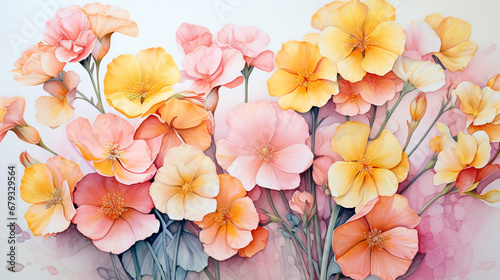 Primrose Paper Watercolor art HD Background © Sameera Sandaruwan