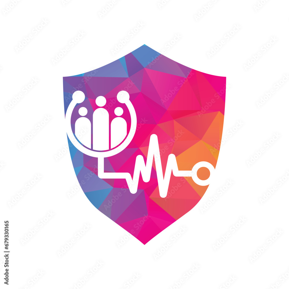 Family Medical Logo Template Design Vector. Stethoscope People logo design icon vector.