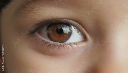 Close up shot of brown child eyes