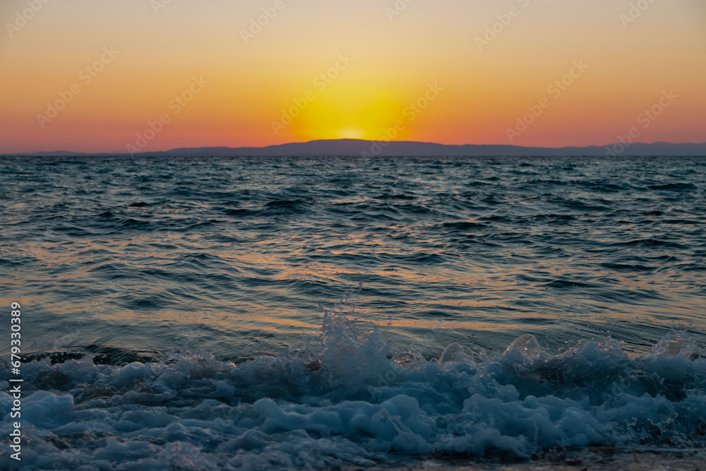colorful relaxing sunset over the sea