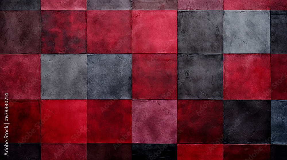 A painting of a red and black mosaic art background