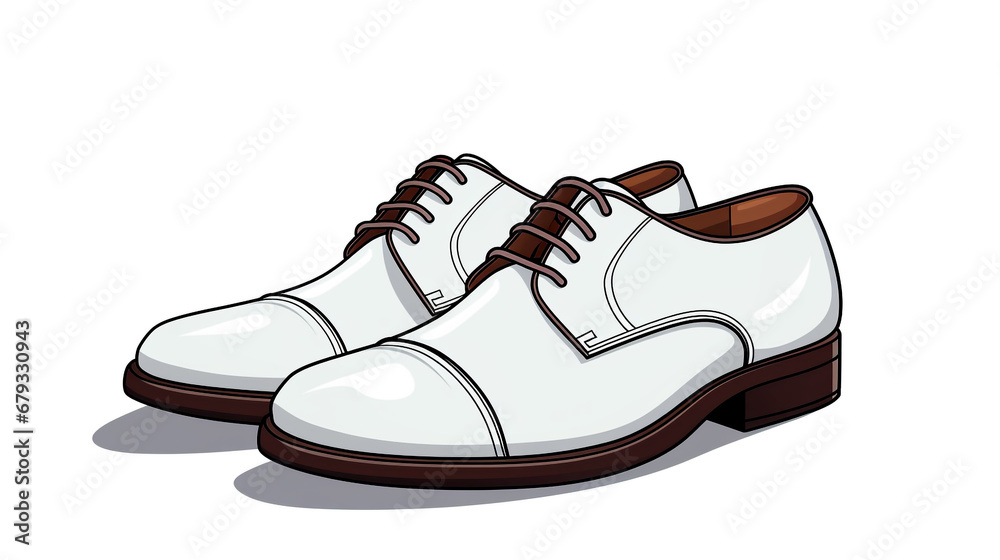 Mens Shoe Black White Illustrations on white background 