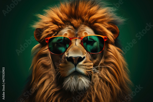 Trendy Mane: Lion Wearing Sunglasses