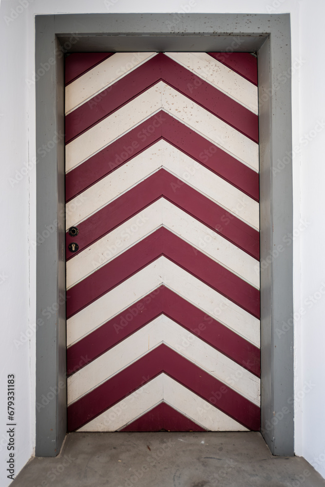 Fototapeta premium Red and White Striped Door