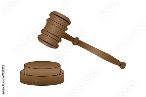 Judges gavel, symbolizing trial, justice and legal decisions in the courtroom. Vector illustration.
