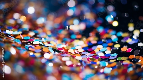A macro shot capturing the texture of confetti pieces.