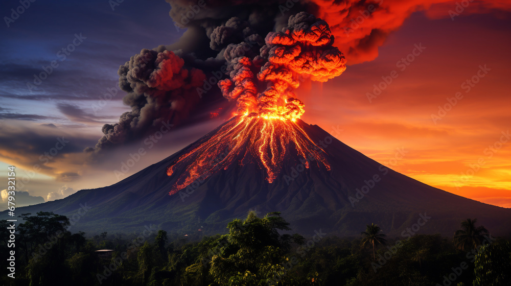 Volcano Fuego, Guatemala . ai generative