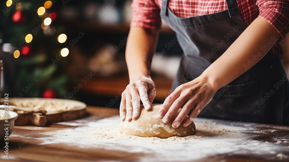 Hands Expertly Rolling Out Fresh Cookie Dough for a Delectable Culinary Creation