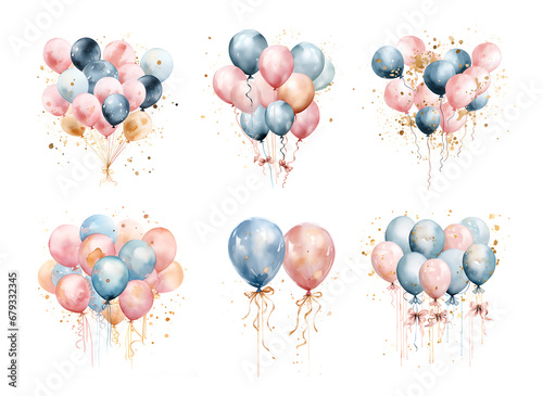 Watercolor isolated air  ballons party holiday isolated