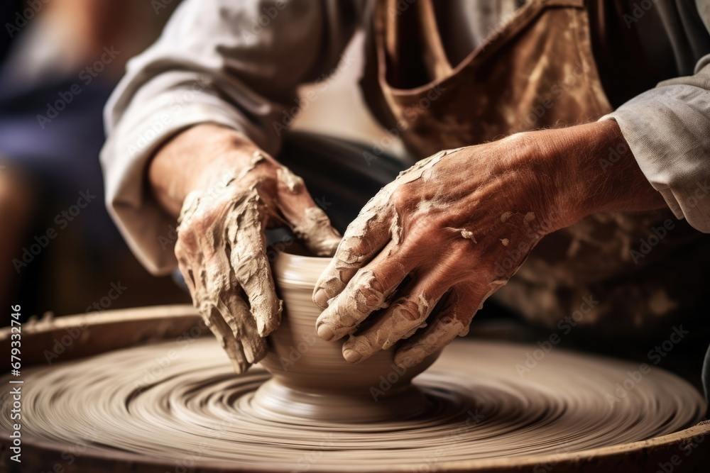 Wheel pottery hands handmade craft skill bowl art clay working ceramic pot potter