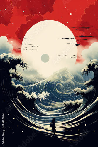 Eternal Harmony: A Retro Asian Style Art Poster Melding Vintage Eastern Aesthetics with Modern Generative Creativity, Crafted by Generative AI
