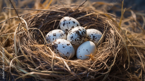 quail eggs in the nest. ai generative