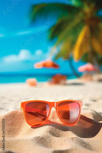 sunglasses on the beach. Generative AI,